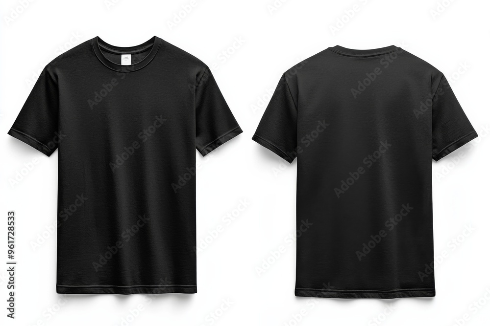 Sticker Black Tshirt Mockup Front and Back Isolated created with Generative AI