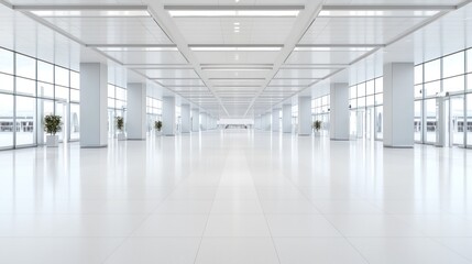 Fototapeta premium Serene Minimalist Airport: A Seamless Blend of Tranquility and Movement in High Definition, Generative Ai