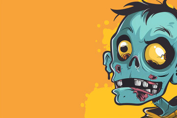Zombie undead monster character with creepy and spooky vibe for Halloween trick-or-treat decorations in copy space