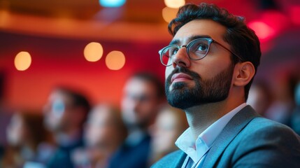 Fototapeta premium Man at Conference Listening Attentively