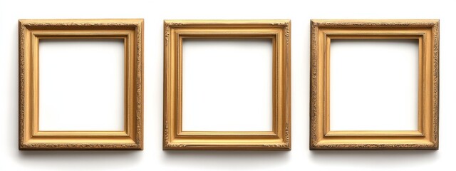 picture frames isolated on white background gold vintage set