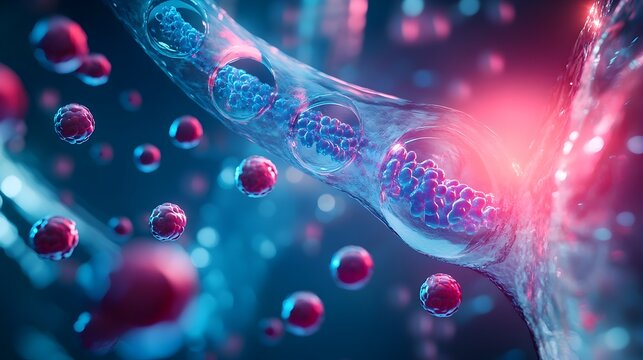 A Holographic Depiction of the Rejuvenating Process of Muscle Tissue Enabled by Groundbreaking Stem Cell Therapy Advancements in Innovative Futuristic Medical Technology and Healthcare Solutions - Powered by Adobe