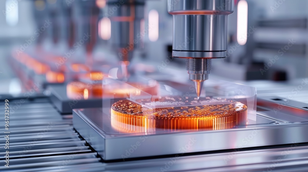 Poster polishing stage in the chip manufacturing process, emphasizing polishing technology. generative ai.