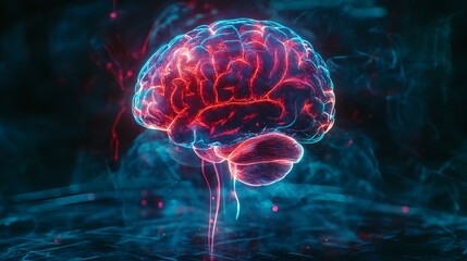 Obraz premium A comprehensive hologram display showcasing preventative measures and lifestyle changes for optimal brain health and cognitive function