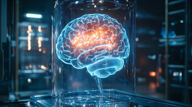 Holographic display showcasing a comprehensive overview of preventative measures and lifestyle changes for optimal brain health and cognitive function