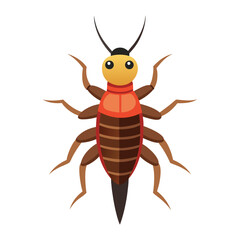 Illustration of Earwig insect isolated on white