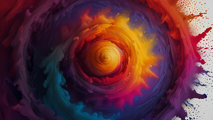 Swirling vortex of color powder in an abstract background