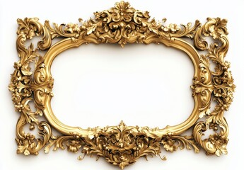 picture frames isolated on white background gold vintage set