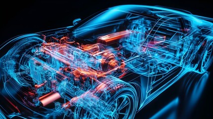 Holographic Visualization of a Car s Cooling System Internal Structure A Futuristic 3D Digital Representation of the Automotive Engineering and Technology