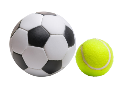 Set aus Fußball und Tennisball, isoliert auf weißen Hintergrund, Freisteller,Transparent 