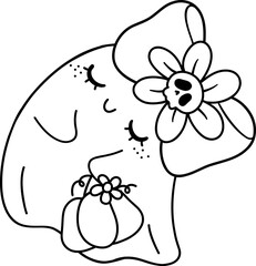 Flower Halloween Ghost Girly Coquette Cartoon 