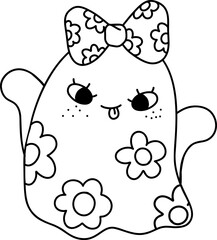 Flower Halloween Ghost Girly Coquette Cartoon 