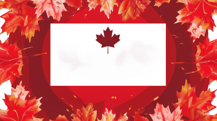 Obraz premium Canada Flag with Autumn Leaves Border
