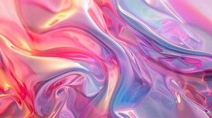 Fototapeta premium Colorful swirling abstract fabric design with glossy texture and vibrant hues reflecting light in a dynamic manner