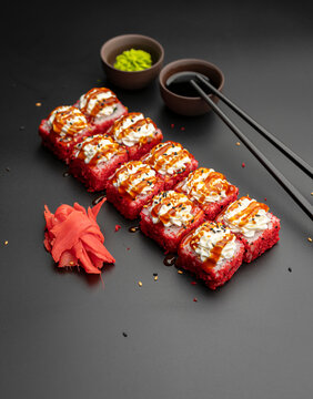 Roll with red masago and Philadelphia cheese
