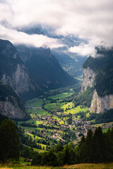 Fototapeta premium View of Lauterbrunnen and its valley, Switzerland