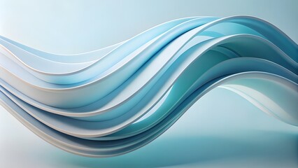 Obraz premium 3d Abstract minimalist wavy background in cool blue tones. Abstract smooth waves, soft gradients, light blue and white tones, fluid shapes background