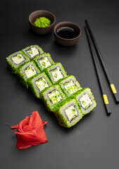 Roll with green masago and Philadelphia cheese