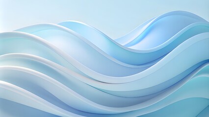 Fototapeta premium Abstract minimalist wavy background in cool blue tones. Soft, muted tones of cerulean blue and icy silver, layered translucently to create a minimalist abstract background