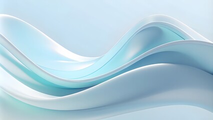 Obraz premium 3d Abstract minimalist wavy background in cool blue tones. Abstract smooth waves, soft gradients, light blue and white tones, fluid shapes background