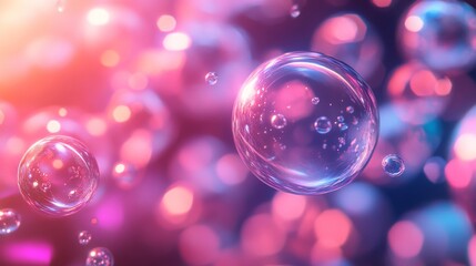 Colorful Bubbles Floating in Abstract Light