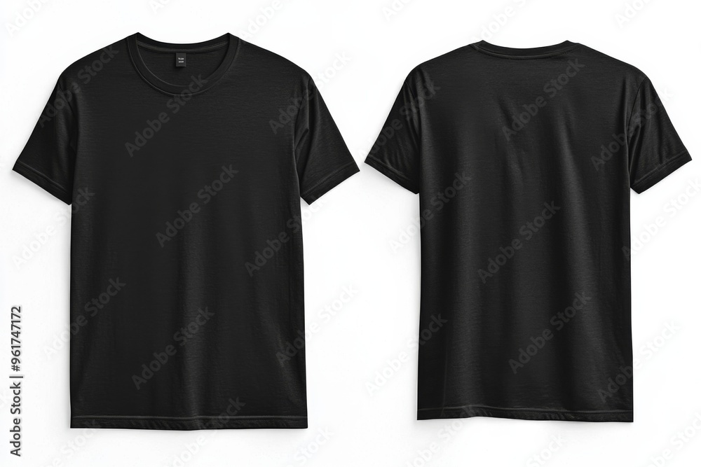 Canvas Prints Black Tshirt Mockup Front and Back Isolated created with Generative AI