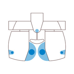 Optometry. Automated Digital Phoropter. Medical Equipment. Black and White Modern Flat Vector Illustration. Social Media Template.