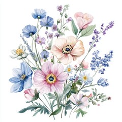 19. Outdoor floral design, delicate hand-painted pattern, watercolor style