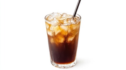 Glass of Iced Coffee with Straw