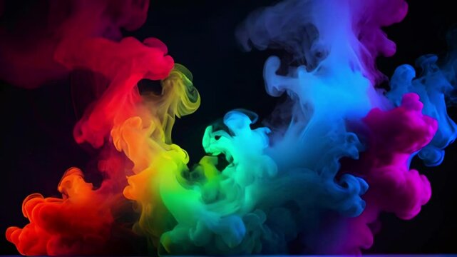 Neon color smoky background . vivid paint splash swirling, mix of colors as two chemical reaction. Foggy background, smoky background, colorful background, smoke video.HD quality.