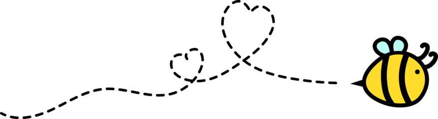 Flying Bee with Dotted Lines