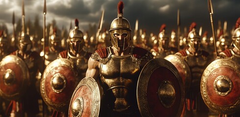 Spartans in armor troops war battle fight