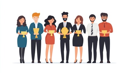 Fototapeta premium Flat Design Illustration of Employee of the Month Recognition on Clean White Background