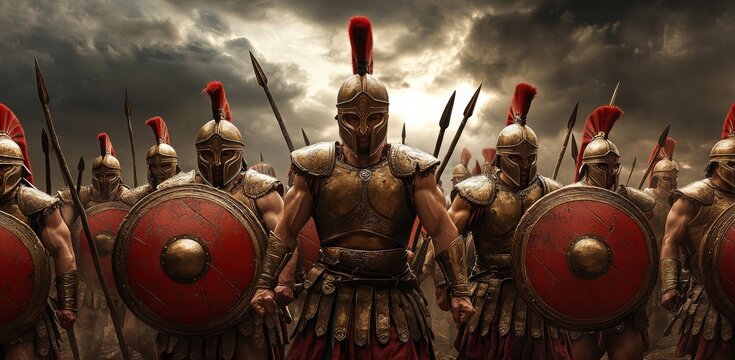 Spartans in armor troops war battle fight
