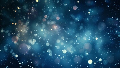 Obraz premium A mesmerizing bokeh effect showcases a blurred background filled with glowing, circular light spots. The blue hues and ethereal atmosphere create an enchanting visual experience