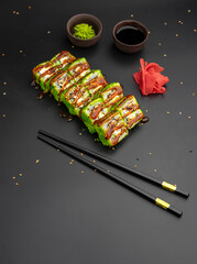 Roll with green masago and Philadelphia cheese