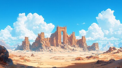 Ancient ruins in the desert wasteland