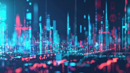 Obraz premium Abstract Cityscape of Digital Data