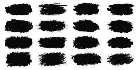 Ink paint brush, grunge box. Black inked splatter. Vintage grunge boxes for collage, text, banner, sticker design.