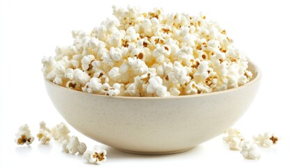 Bowl of Popcorn on White Background