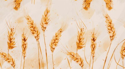 Close-up golden wheat pattern with beige background, minimal autumn harvest aesthetic.