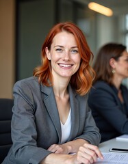Confident smiling middle-aged businesswoman | female professional standing arms crossed in office