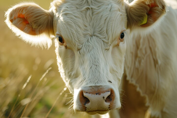 Close-up of a cow's head. Concept of livestock on a farm