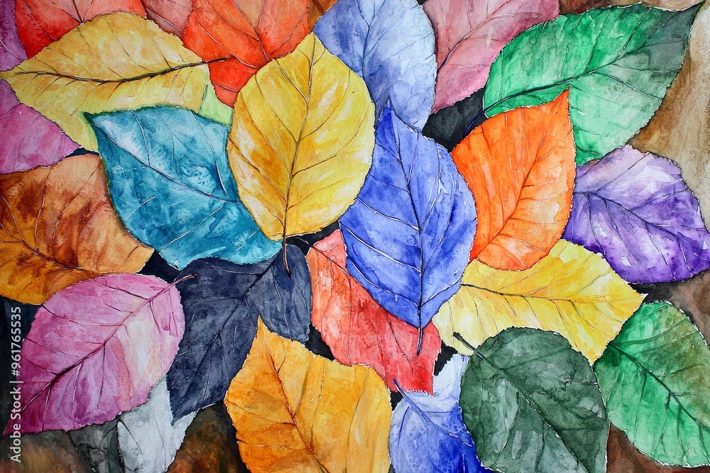 Poster An autumn leaves background created using generative AI