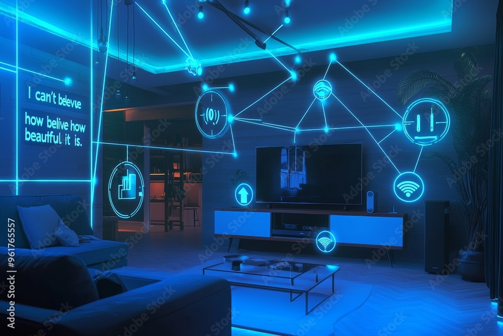 Poster smart home interior using stock and augmented reality, smart home component management system, stock