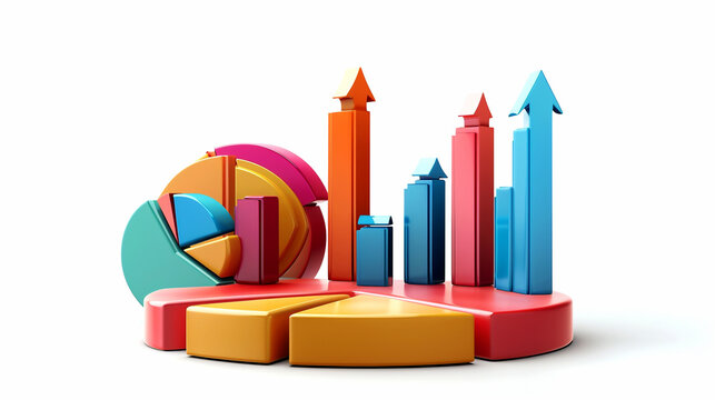 recommend clip art: A business graph clipart, realistic illustration, data analysis, isolated on white background