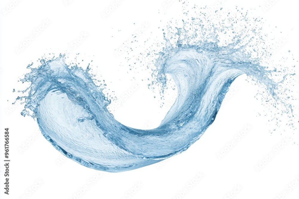 Aufkleber isolated blue water splash with little bubbles on clear png background, liquid flowing as a wave, wi