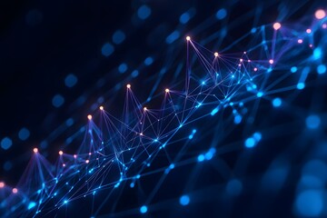 Abstract Network of Interconnected Glowing Lines and Points