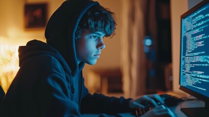 An exuberant hacker proud of himself for creating a zero-day exploit undetectable by anti-virus software. Rogue coder pleased to trick firewalls and close down his operation.