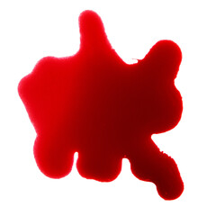 Blood drop or stain on isolated blank background
